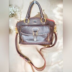 Dooney & Bourke Florentine Leather Pocket Satchel In Italian Vacchetta